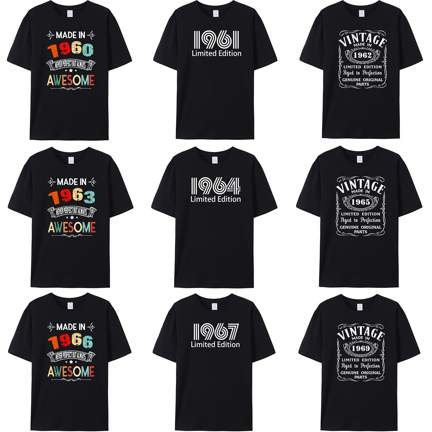 Men'S Fashion 1960S - T-shirt fabriqué en 1960/1961/1962/1963/1964/1965/1966/1967/1968/1969, cadeau d'anniversaire