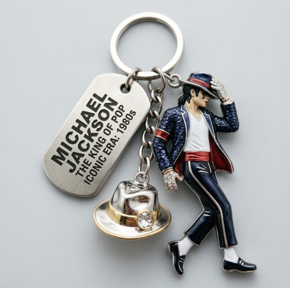 Men'S Fashion - Porte-clés Michael Jackson, pendentif roi de