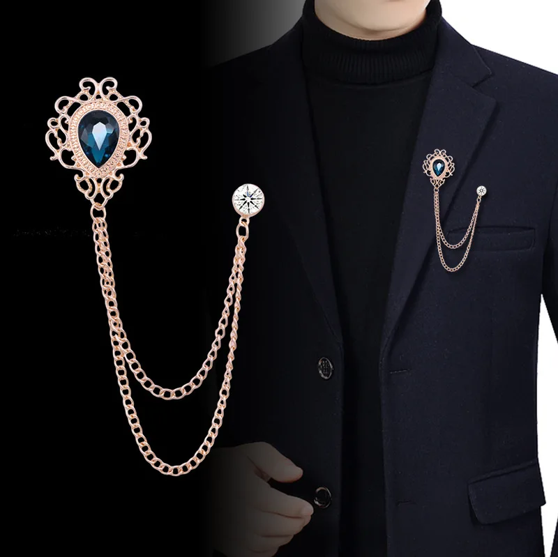 Mens Fashion Vintage - Épingle à revers en cristal strass
