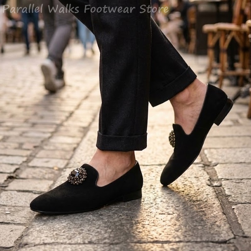 Suede Loafers Men - Mocassins en daim pour hommes, ornés