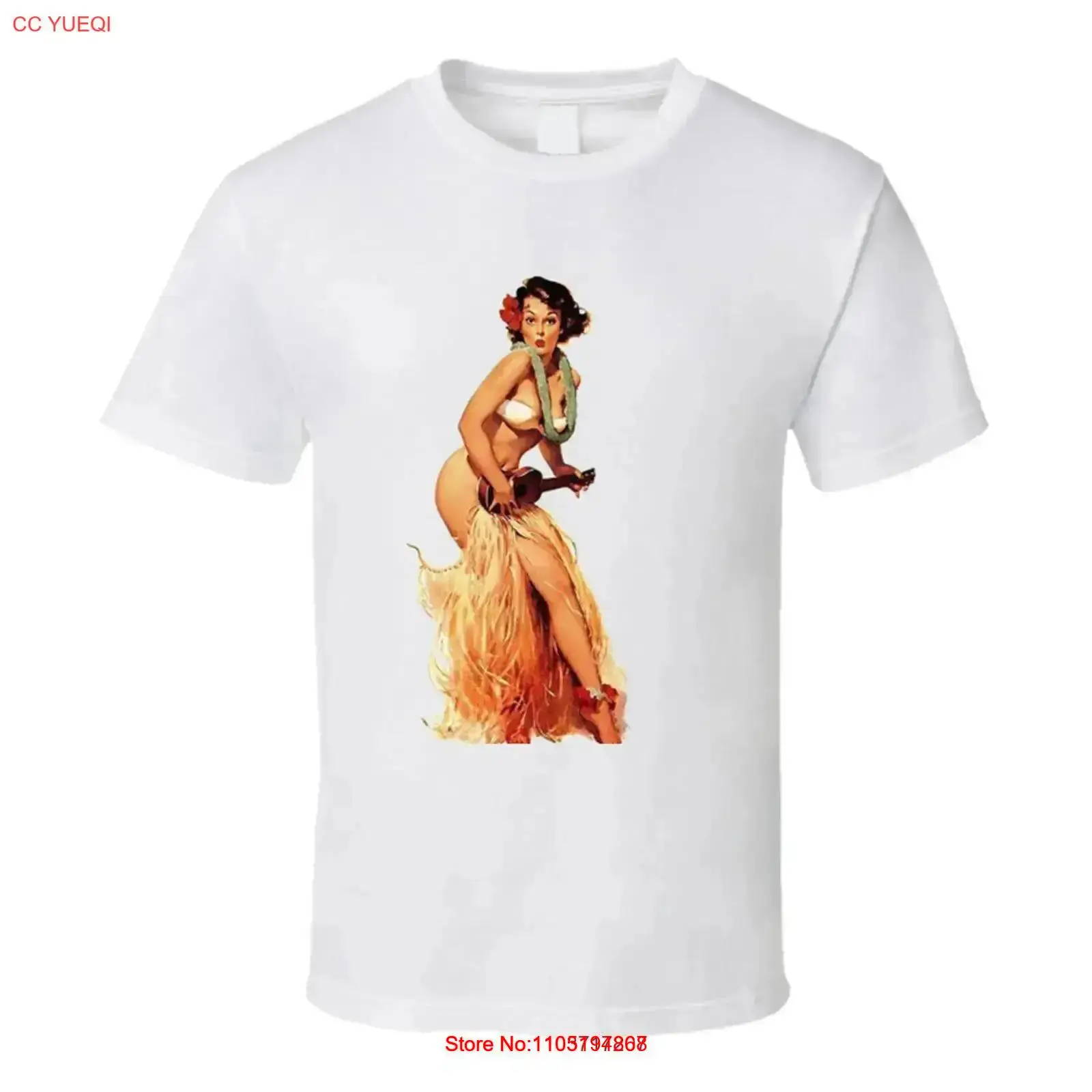 Mens Fashion In The 50S - T-shirt rétro Tiki Hula Girl Ukelele