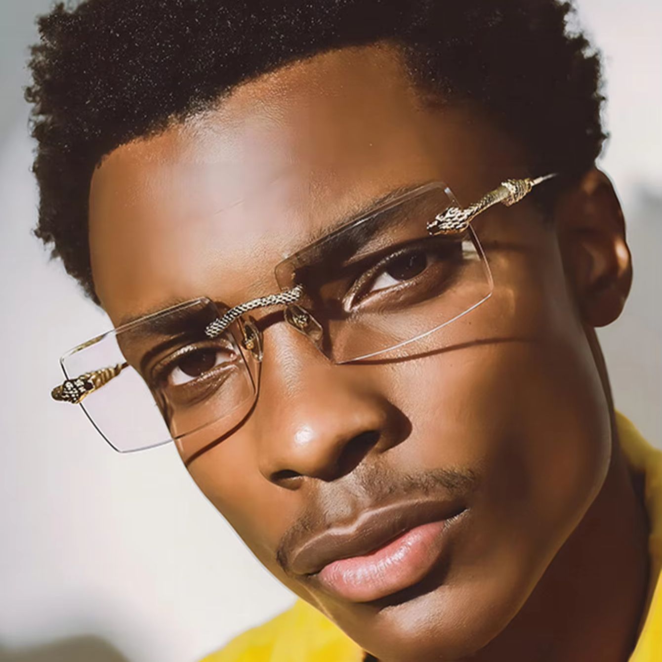 Men'S Fashion Non Prescription Glasses - 1 paire de lunettes rectangulaires sans