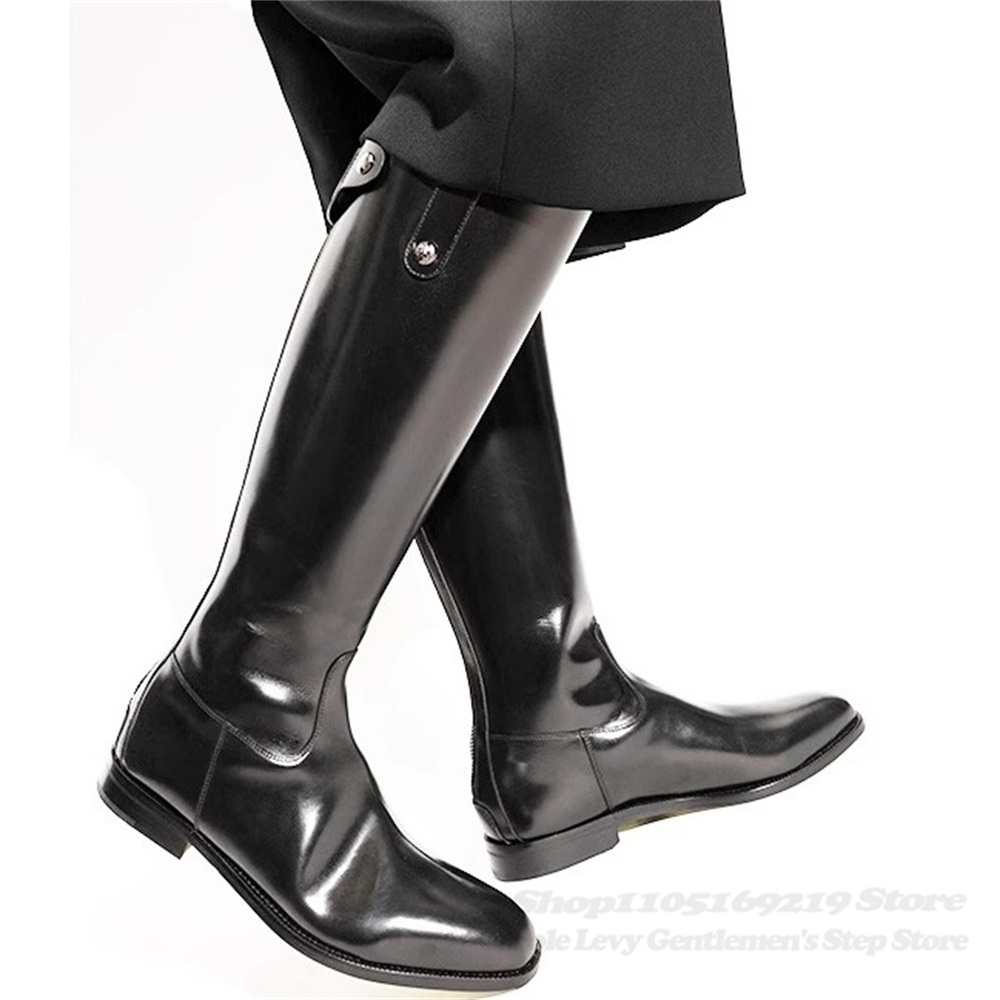 Mens Fashion Autumn 2025 - Bottes de chevalier en cuir véritable