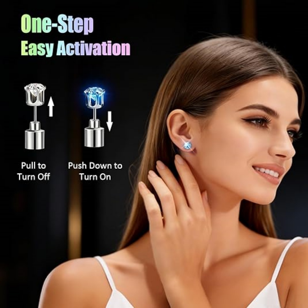 Men'S Fashion Night Out - Boucles d'oreilles lumineuses, clous clignotants –