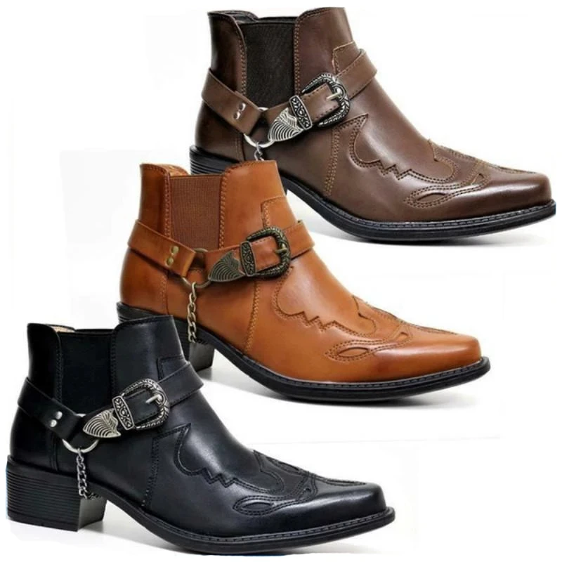 Mens Fashion Vintage - Bottes de cowboy vintage en cuir